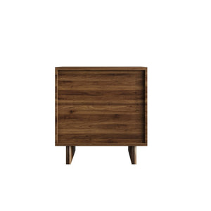 English Elm Minimalist Walnut Grain Two Drawer Nightstand with Rounded Body and Solid Wood Legs W1706P548632