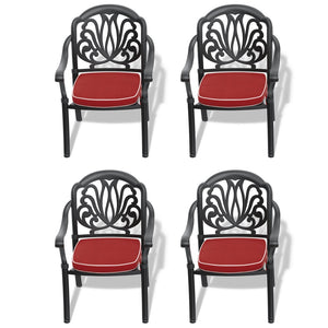 English Elm Cast Aluminum Outdoor Dining Chairs Set of Four Stackable Patio Seats with Cushions W171091754