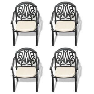 English Elm Cast Aluminum Outdoor Dining Chairs Set of Four Stackable Patio Seats with Cushions W171091754
