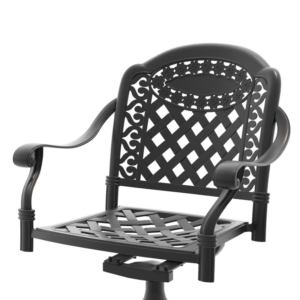 English Elm Cast Aluminum Swivel Rocker Pair Rust Proof Outdoor Patio Lounging Seating Duo Black - A W1710P251333