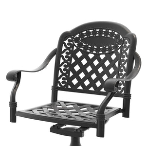 English Elm Cast Aluminum Swivel Rocker Pair Rust Proof Outdoor Patio Lounging Seating Duo Black - A W1710P251333