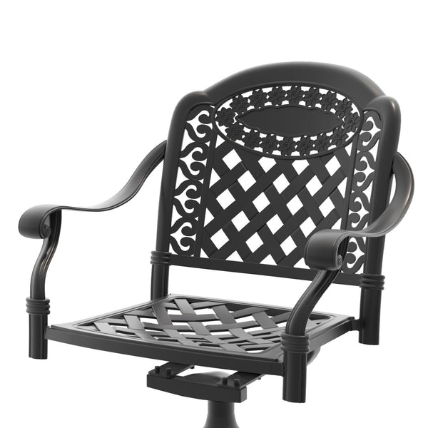 English Elm Cast Aluminum Swivel Rocker Pair Rust Proof Outdoor Patio Lounging Seating Duo Black - A W1710P251333