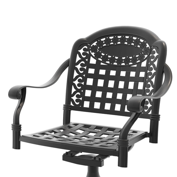 English Elm Cast Aluminum Swivel Rocker Pair Rust Proof Outdoor Patio Lounging Seating Duo Black - B W1710P251335