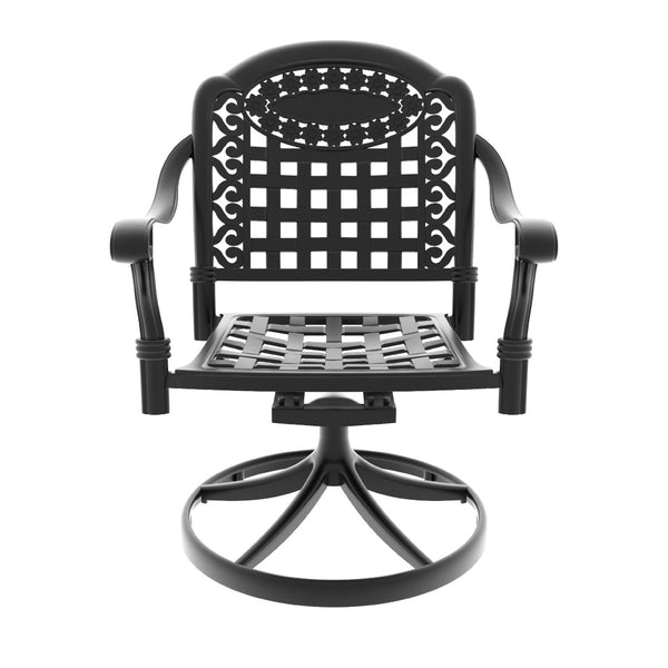 English Elm Cast Aluminum Swivel Rocker Pair Rust Proof Outdoor Patio Lounging Seating Duo Black - B W1710P251335