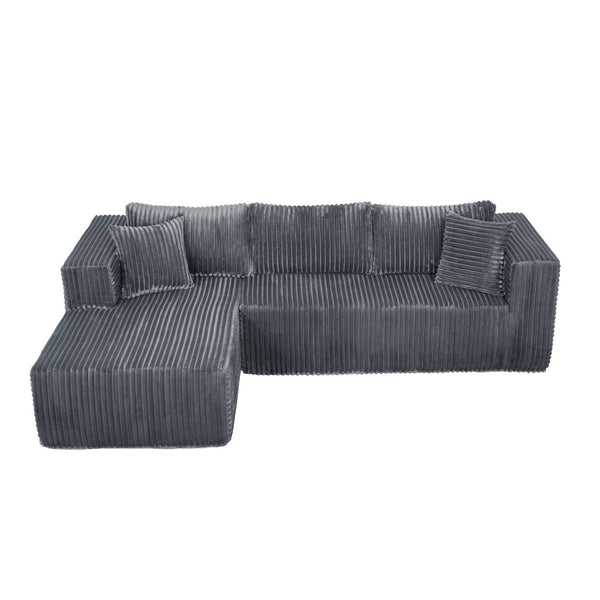 English Elm Modern Chenille Sectional with Right Chaise Modular Living Room Sofa and Six Pillows W1710P293205