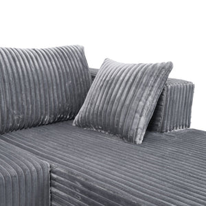 English Elm Modern Chenille Sectional with Right Chaise Modular Living Room Sofa and Six Pillows W1710P293205