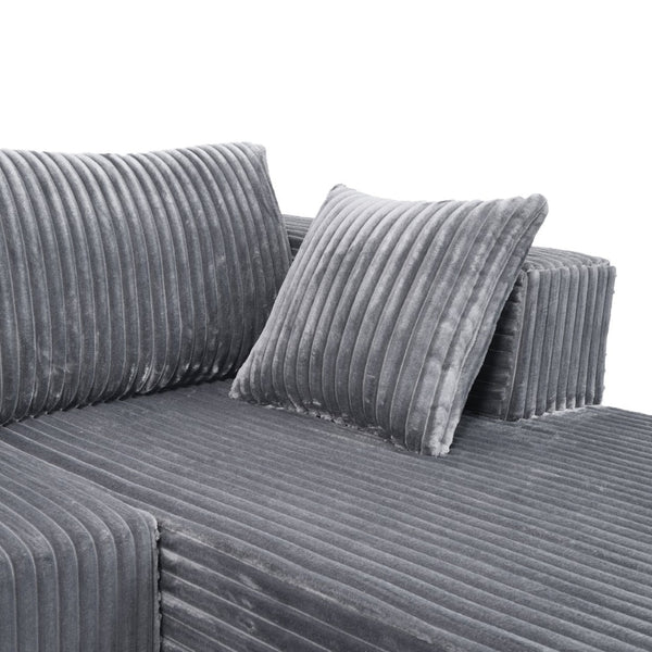 English Elm Modern Chenille Sectional with Right Chaise Modular Living Room Sofa and Six Pillows W1710P293205