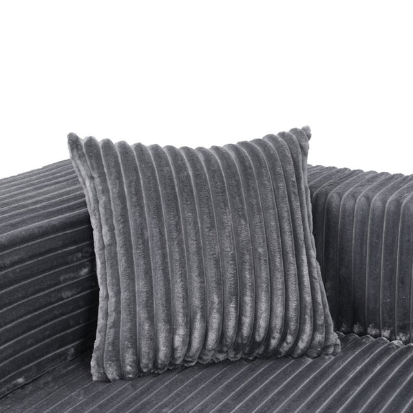 English Elm Modern Chenille Sectional with Right Chaise Modular Living Room Sofa and Six Pillows W1710P293205