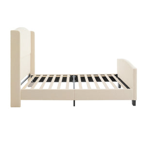 English Elm Twin Platform Bed Tall Teddy Velvet Headboard Plush Upholstered Frame No Box Spring W1716P335670