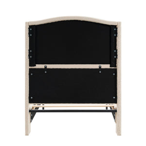 English Elm Twin Platform Bed Tall Teddy Velvet Headboard Plush Upholstered Frame No Box Spring W1716P335670