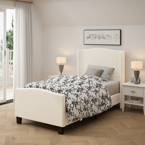 English Elm Twin Platform Bed Tall Teddy Velvet Headboard Plush Upholstered Frame No Box Spring W1716P335670