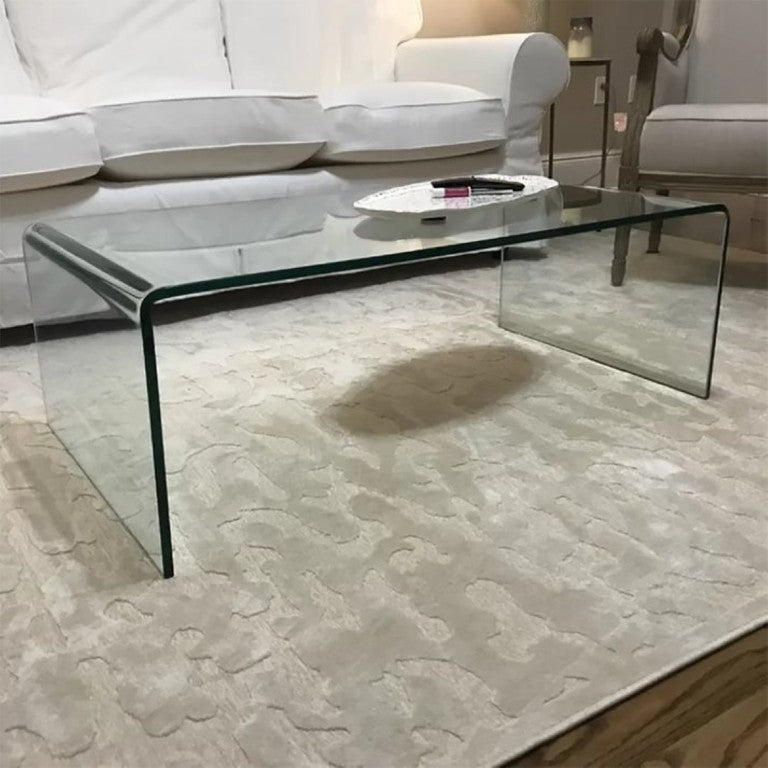 English Elm Big Tempered Glass Coffee Table Low Profile Sliding Panel Design for Living Rooms W1718P234153