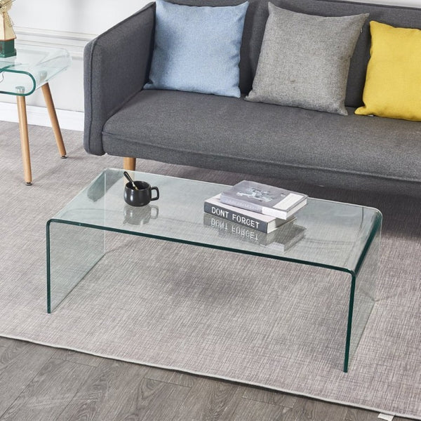 English Elm Big Tempered Glass Coffee Table Low Profile Sliding Panel Design for Living Rooms W1718P234153