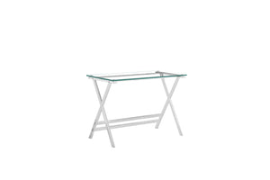 English Elm Glass Sofa Table Single Bent Tempered Transparent Desk for Compact Home Office W1718P293250
