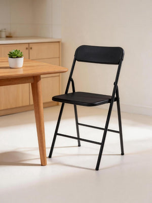 English Elm 4 Pack Stackable Steel Folding Chairs with PP Seat for Events Weddings and Office Black W1718P447156