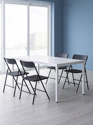 English Elm 4 Pack Stackable Steel Folding Chairs with PP Seat for Events Weddings and Office Black W1718P447156