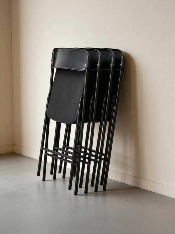 English Elm 4 Pack Stackable Steel Folding Chairs with PP Seat for Events Weddings and Office Black W1718P447156