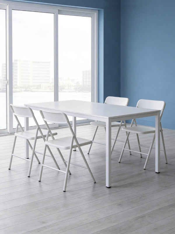 English Elm 4 Pack Stackable Steel Folding Chairs with PP Seat for Events Weddings and Office White W1718P447162