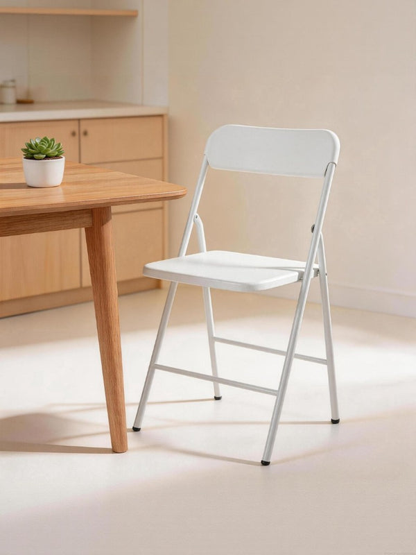 English Elm 4 Pack Stackable Steel Folding Chairs with PP Seat for Events Weddings and Office White W1718P447162