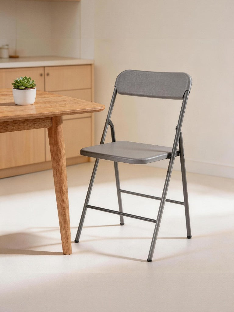 English Elm 4 Pack Stackable Steel Folding Chairs with PP Seat for Events Weddings and Office Grey W1718P447168