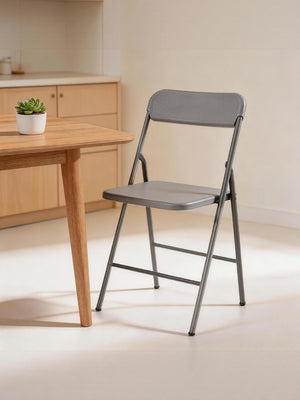 English Elm 4 Pack Stackable Steel Folding Chairs with PP Seat for Events Weddings and Office Grey W1718P447168