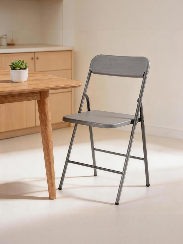English Elm 4 Pack Stackable Steel Folding Chairs with PP Seat for Events Weddings and Office Grey W1718P447168