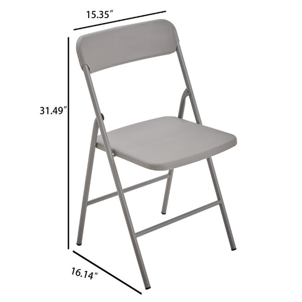 English Elm 4 Pack Stackable Steel Folding Chairs with PP Seat for Events Weddings and Office Grey W1718P447168