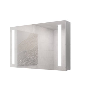 English Elm Bathroom Aluminum Medicine Cabinet with Led Mirror Defogger Dimmer and Dual Doors W1738100828