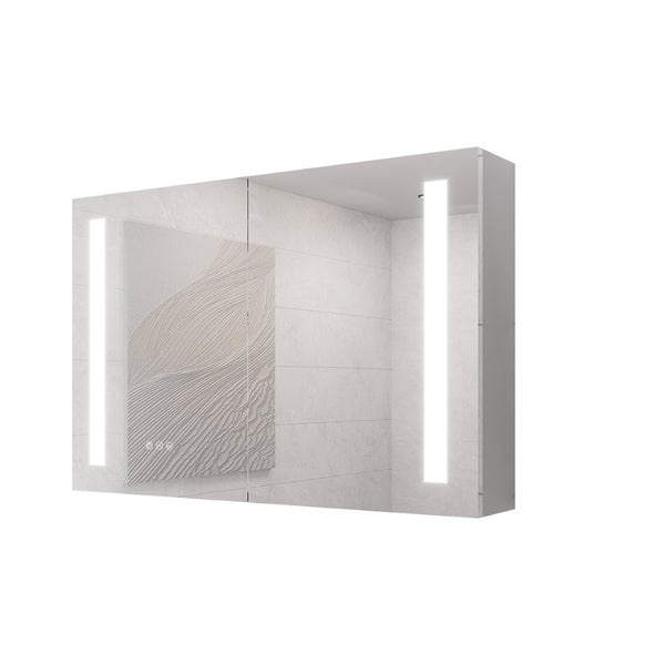 English Elm Bathroom Aluminum Medicine Cabinet with Led Mirror Defogger Dimmer and Dual Doors W1738100828