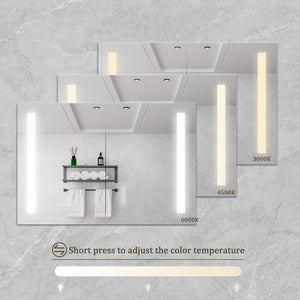 English Elm Bathroom Aluminum Medicine Cabinet with Led Mirror Defogger Dimmer and Dual Doors W1738100828