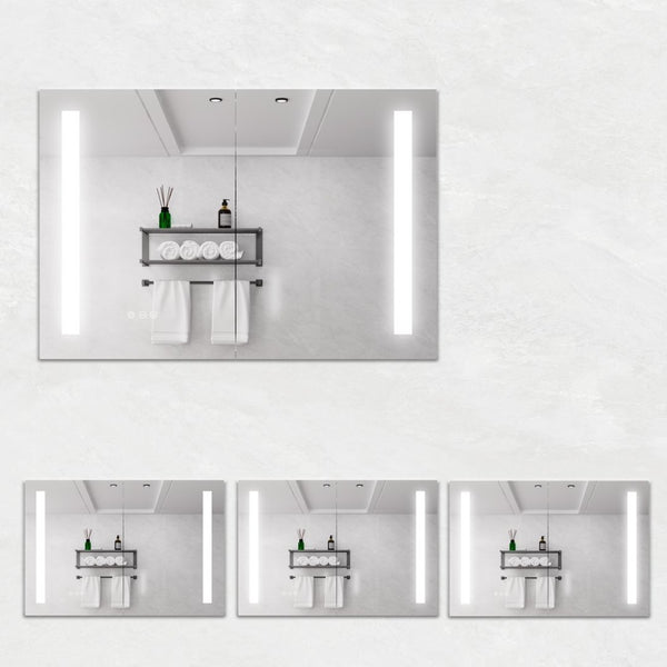 English Elm Bathroom Aluminum Medicine Cabinet with Led Mirror Defogger Dimmer and Dual Doors W1738100828