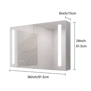 English Elm Bathroom Aluminum Medicine Cabinet with Led Mirror Defogger Dimmer and Dual Doors W1738100828