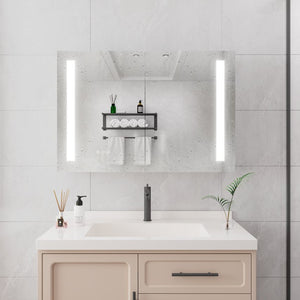 English Elm Bathroom Aluminum Medicine Cabinet with Led Mirror Defogger Dimmer and Dual Doors W1738100828