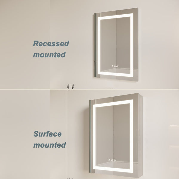 English Elm 26x20 Aluminum Led Medicine Cabinet Anti-fog Dimmable Mirror Recessed or Surface Mount W1738100833