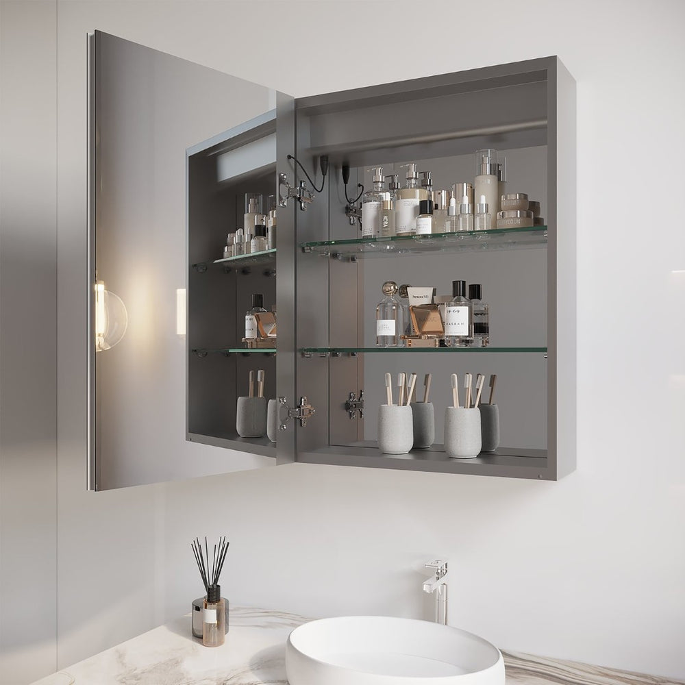 English Elm 26x20 Aluminum Led Medicine Cabinet Anti-fog Dimmable Mirror Recessed or Surface Mount W1738100833