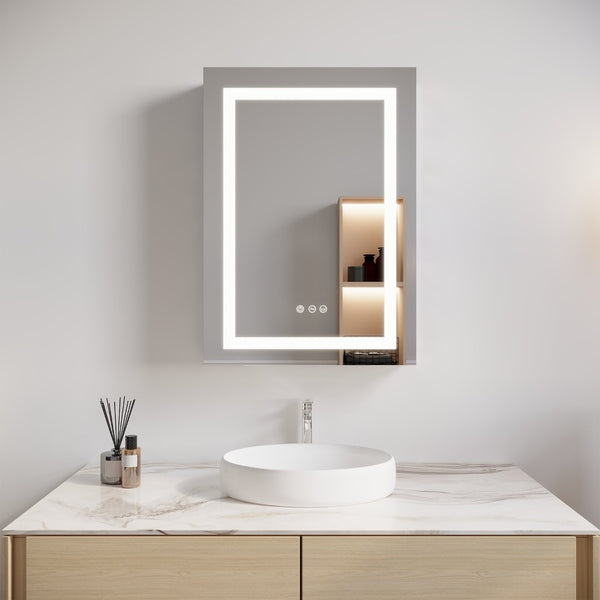 English Elm 26x20 Aluminum Led Medicine Cabinet Anti-fog Dimmable Mirror Recessed or Surface Mount W1738100833