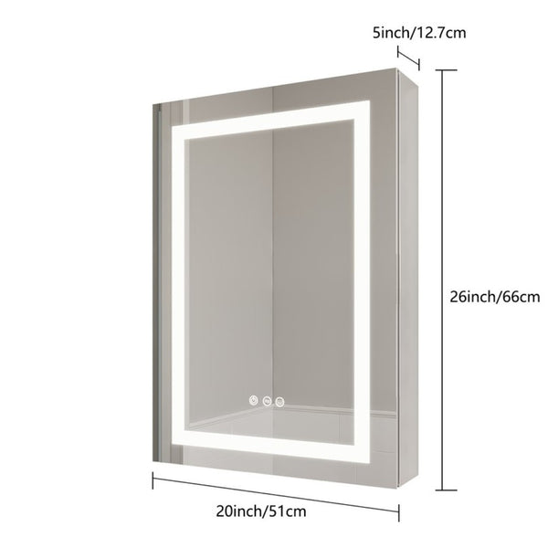 English Elm 26x20 Aluminum Led Medicine Cabinet Anti-fog Dimmable Mirror Recessed or Surface Mount W1738100833