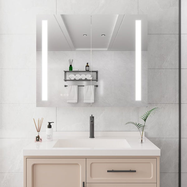English Elm 36 X 30 Aluminum Medicine Cabinet Led Lighted Vanity Mirror Anti-fog Dimmable Bath W1738100836