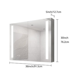 English Elm 36 X 30 Aluminum Medicine Cabinet Led Lighted Vanity Mirror Anti-fog Dimmable Bath W1738100836