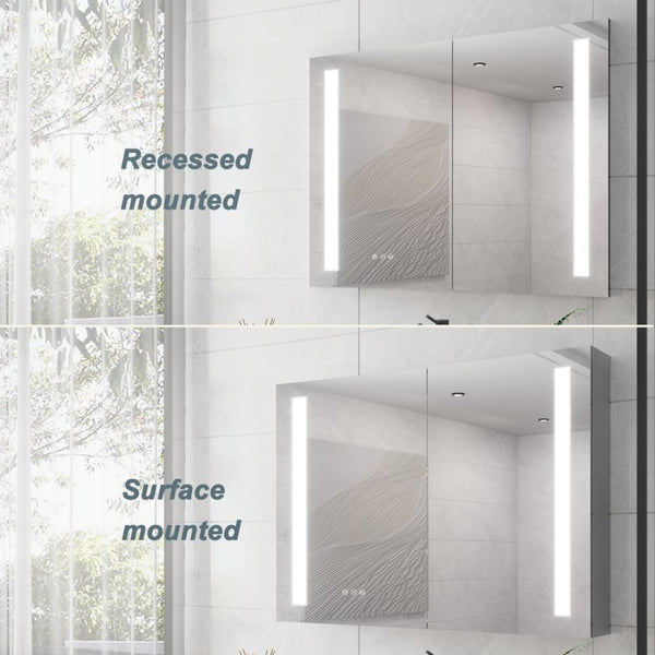 English Elm 36 X 30 Aluminum Medicine Cabinet Led Lighted Vanity Mirror Anti-fog Dimmable Bath W1738100836