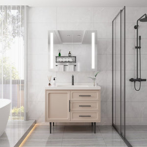 English Elm 36 X 30 Aluminum Medicine Cabinet Led Lighted Vanity Mirror Anti-fog Dimmable Bath W1738100836