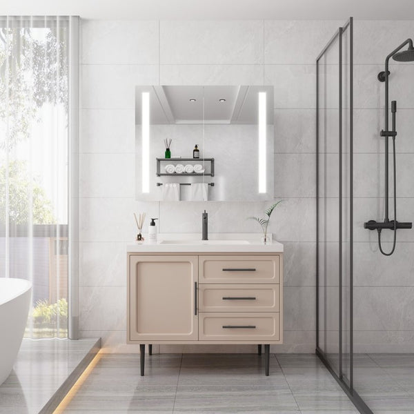 English Elm 36 X 30 Aluminum Medicine Cabinet Led Lighted Vanity Mirror Anti-fog Dimmable Bath W1738100836