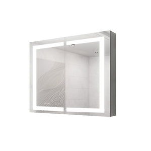 English Elm 36 Inch Aluminum LED Lighted Medicine Cabinet Dimmable Anti-Fog Double Door Bathroom Mirror W1738100837