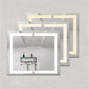 English Elm 36 Inch Aluminum LED Lighted Medicine Cabinet Dimmable Anti-Fog Double Door Bathroom Mirror W1738100837