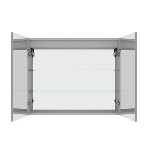 English Elm 36 Inch Aluminum LED Lighted Medicine Cabinet Dimmable Anti-Fog Double Door Bathroom Mirror W1738100837