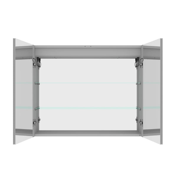 English Elm 36 Inch Aluminum LED Lighted Medicine Cabinet Dimmable Anti-Fog Double Door Bathroom Mirror W1738100837