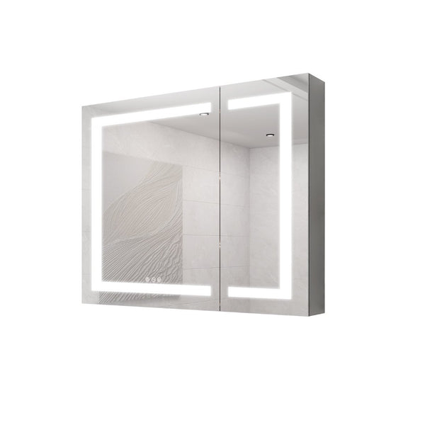 English Elm 36X30 Aluminum Medicine Cabinet with LED Vanity Mirror Anti-Fog Recessed Bath Storage W1738100838