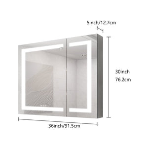 English Elm 36X30 Aluminum Medicine Cabinet with LED Vanity Mirror Anti-Fog Recessed Bath Storage W1738100838