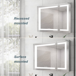English Elm 36X30 Aluminum Medicine Cabinet with LED Vanity Mirror Anti-Fog Recessed Bath Storage W1738100838