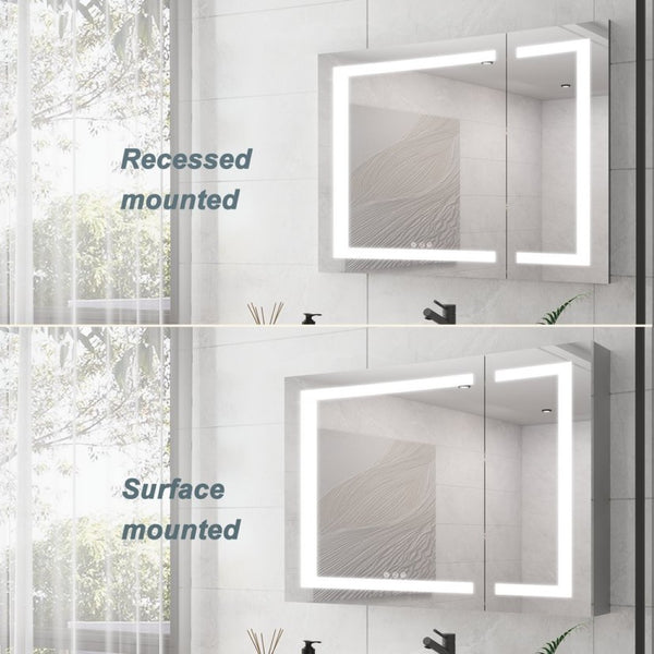English Elm 36X30 Aluminum Medicine Cabinet with LED Vanity Mirror Anti-Fog Recessed Bath Storage W1738100838
